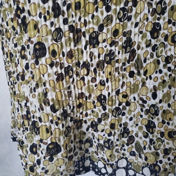 Ladies women's top blouse Lightweight pleated black green white  dots - Picture 5 of 7